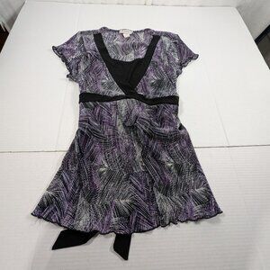 Dress Barn Women's Large Y2K 90's Baby doll Purple Black